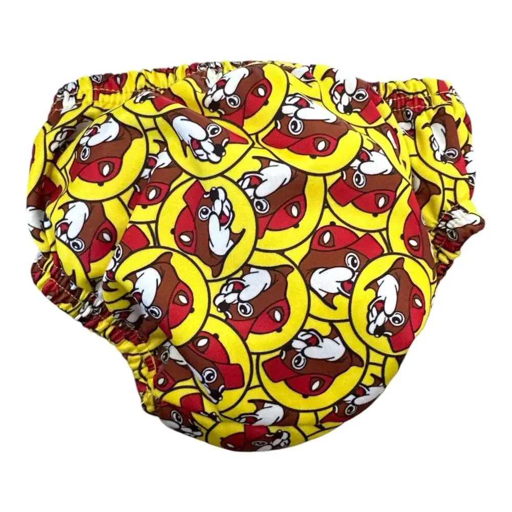 Buccees Baby Swim Diaper Yellow All Over Beaver Print Unisex Size Large 18 Month